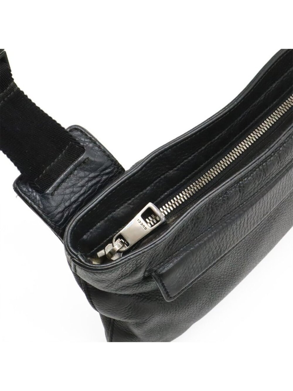 Gucci Soho Interlocking Logo Belt Bag Leather Black Silver - Picture 7 of 9